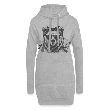 Maman Ours avec le bébé - Sweat-shirt à capuche long Femme - gris chiné - Devant