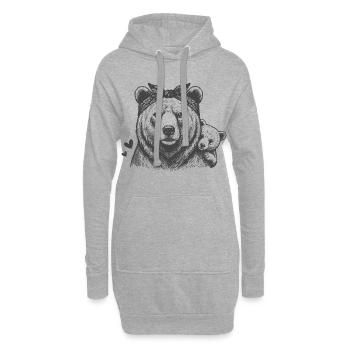 Maman Ours avec l’Enfant - Sweat-shirt à capuche long Femme - gris chiné - Devant