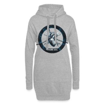 Moto Biker V-Twin Moteur Crâne Cœur Love Rocker - Sweat-shirt à capuche long Femme - gris chiné - Devant