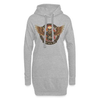 Moto Biker V-Twin Moteur Skull Skull Rocker - Sweat-shirt à capuche long Femme - gris chiné - Devant