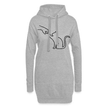 Katze Pfote Team Faust lustig - Hoodie-Kleid - Grau meliert - Vorne