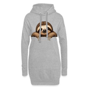 Langsames Lächeln Faultier Motiv - Hoodie-Kleid - Grau meliert - Vorne