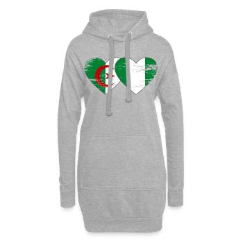 Drapeau Algérie Nigéria Cœur utilisé - Sweat-shirt à capuche long Femme - gris chiné - Devant