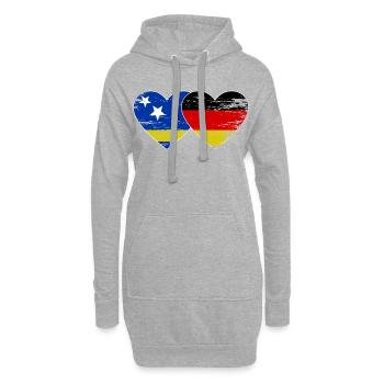 Cœur du drapeau de Curaçao Allemagne utilisé - Sweat-shirt à capuche long Femme - gris chiné - Devant