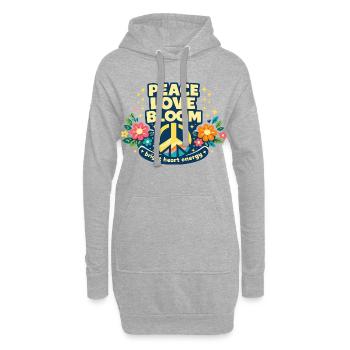 Paix en paix Amour Fleur Motif Hippie Floral - Sweat-shirt à capuche long Femme - gris chiné - Devant