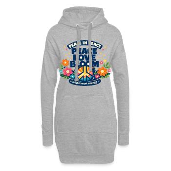 Peace Love Bloom Blumen Peace Boho Statement - Hoodie-Kleid - Grau meliert - Vorne
