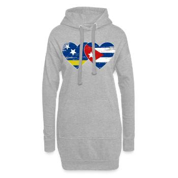 Cœur du drapeau de Curaçao Cuba utilisé - Sweat-shirt à capuche long Femme - gris chiné - Devant