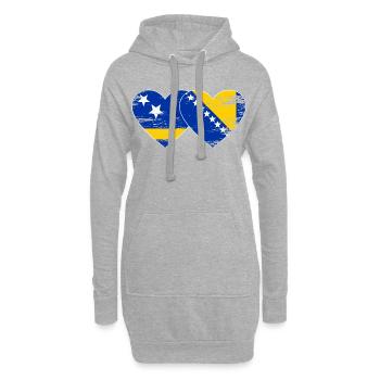 Curacao_Bosnien_Flagge_Herz_used - Hoodie-Kleid - Grau meliert - Vorne