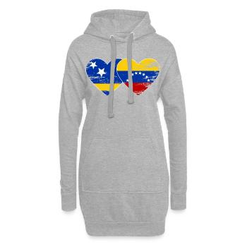 Cœur du drapeau du Venezuela de Curaçao utilisé - Sweat-shirt à capuche long Femme - gris chiné - Devant