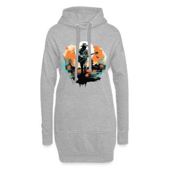 guitariste, guitariste, chanteur, musique country, vintage - Sweat-shirt à capuche long Femme - gris chiné - Devant