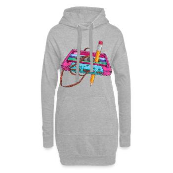 80er Kassette Stift - Hoodie-Kleid - Grau meliert - Vorne