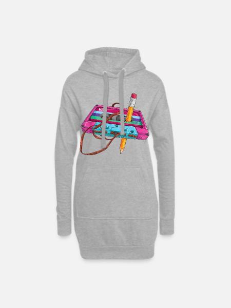 80er Kassette Stift - Hoodie-Kleid - Grau meliert