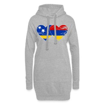 Curacao Armenien Flagge Herz used - Hoodie-Kleid - Grau meliert - Vorne
