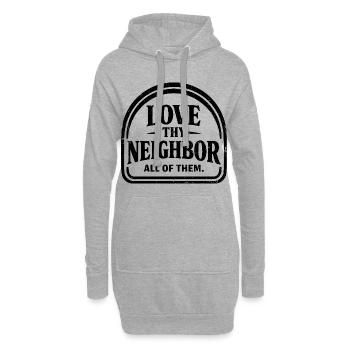 Liebe deine nächste Vintage-Wohltätigkeits-Friedensbotschaft - Hoodie-Kleid - Grau meliert - Vorne