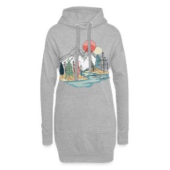 Landschaft: Bergboho, Natur, Minimalist. - Hoodie-Kleid - Grau meliert - Vorne
