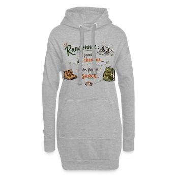 Randonnée et pauses snack - Sweat-shirt à capuche long Femme - gris chiné - Devant
