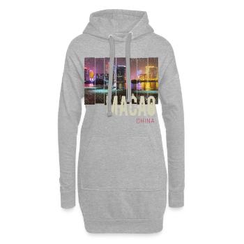 Macao in China Skyline Vintage Souvenir - Hoodie-Kleid - Grau meliert - Vorne
