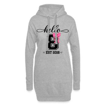 Bonjour 8 Est 2018 Girl Birthday Design - Sweat-shirt à capuche long Femme - gris chiné - Devant