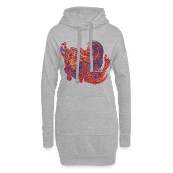 Motif de marbre en forme de cœur tourbillonnant de couleur - Sweat-shirt à capuche long Femme - gris chiné - Devant