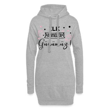Erster Muttertag Türkisch - Hoodie-Kleid - Grau meliert - Vorne