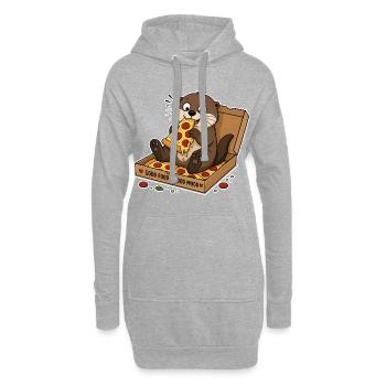 Loutre avec pizza : plaisir de collation dans une boîte - Sweat-shirt à capuche long Femme - gris chiné - Devant