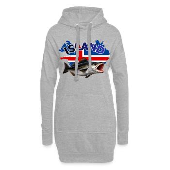 Island Köhler Angeln - Seelachs Fishing - Hoodie-Kleid - Grau meliert - Vorne