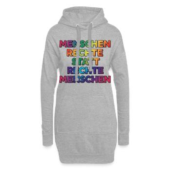 Cooles Regenbogen Motiv gegen Rechts & Fans - Hoodie-Kleid - Grau meliert - Vorne