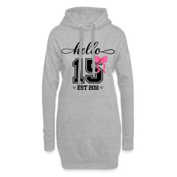 Hello 15 Est 2011 Mädchen Geburtstag Design - Hoodie-Kleid - Grau meliert - Vorne