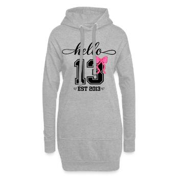 Hello 13 Est 2013 Mädchen Geburtstag Design - Hoodie-Kleid - Grau meliert - Vorne
