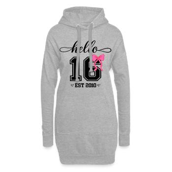 Hello 16 Est 2010 Mädchen Geburtstag Design - Hoodie-Kleid - Grau meliert - Vorne