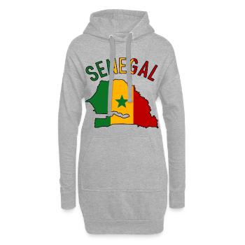 Silhouette de la carte du drapeau du Sénégal - Sweat-shirt à capuche long Femme - gris chiné - Devant