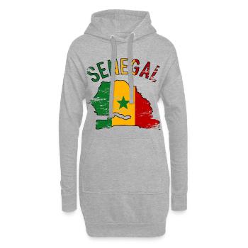 Senegal Flagge Landkarte Silhouette used - Hoodie-Kleid - Grau meliert - Vorne
