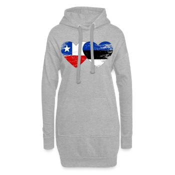 Chile_Litauen_Flagge_Herz_used - Sweat-shirt à capuche long Femme - gris chiné - Devant
