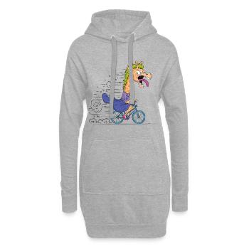 Dessin animé Girafe sur Vélo - Sweat-shirt à capuche long Femme - gris chiné - Devant