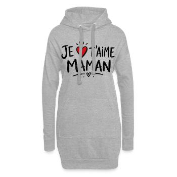 Je t'aime Maman avec Cœur Rouge - Sweat-shirt à capuche long Femme - gris chiné - Devant