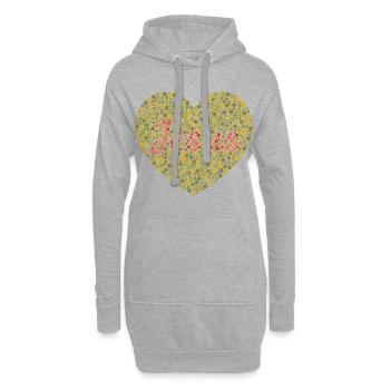 Jésus t’aime | Foi | Don - Sweat-shirt à capuche long Femme - gris chiné - Devant