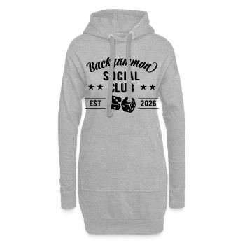 Club social de backgammon | Entrez votre nom - Sweat-shirt à capuche long Femme - gris chiné - Devant