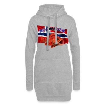 Rotbarschangeln Norwegen - Abenteuer Tiefsee - Hoodie-Kleid - Grau meliert - Vorne