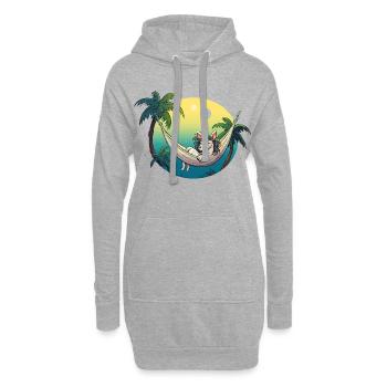 Licorne dans un hamac tropical - Sweat-shirt à capuche long Femme - gris chiné - Devant