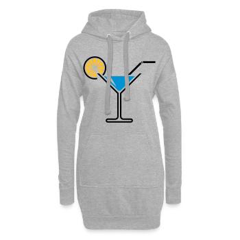 Cocktail / Cocktailglas / Martini + (Hellblau) - Hoodie-Kleid - Grau meliert - Vorne