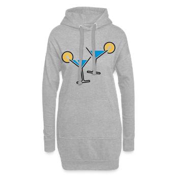 2 Cocktailgläser / Cocktail / Martini + (Hellblau) - Hoodie-Kleid - Grau meliert - Vorne