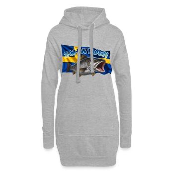 Forelle Angeln Schweden - Fisch Motiv - Hoodie-Kleid - Grau meliert - Vorne