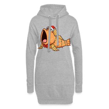 Drôle de Mudskipper - Noël - Sweat-shirt à capuche long Femme - gris chiné - Devant
