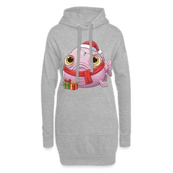 Drôle de Poisson-Blobfish - Noël avec... - Sweat-shirt à capuche long Femme - gris chiné - Devant