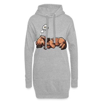 Langhaardackel Dackel Dackelhalter Teckel Tekkel - Hoodie-Kleid - Grau meliert - Vorne