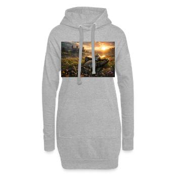 Sonnenuntergangsritter bei Castle Field - Hoodie-Kleid - Grau meliert - Vorne