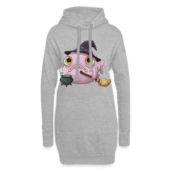 Poisson-Blobfish Drôle - Chapeau de Sorcière et Chaudron Magique - Sweat-shirt à capuche long Femme - gris chiné - Devant