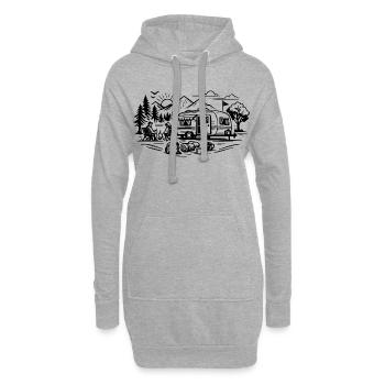 Paysage des caravanes de camping - Sweat-shirt à capuche long Femme - gris chiné - Devant