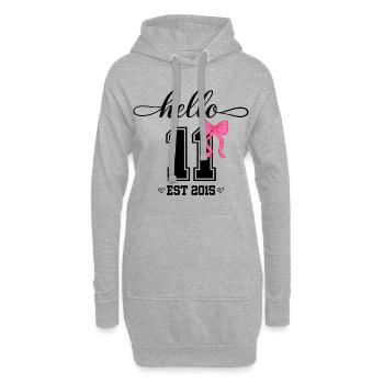 Hello 11 Est 2015 Coquette Schleife Mädchen Geburt - Hoodie-Kleid - Grau meliert - Vorne
