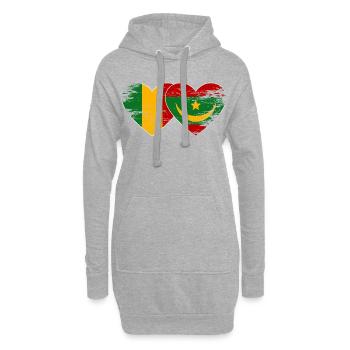 Mali Mauretanien Flagge Herz used - Hoodie-Kleid - Grau meliert - Vorne